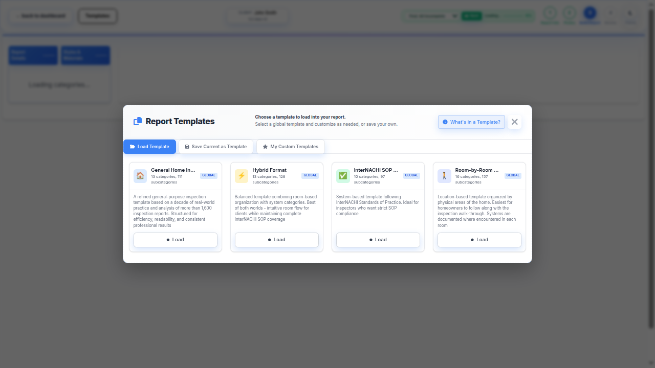 InspectorData AI Home Inspection Report Writer showing photo analysis and generated comments